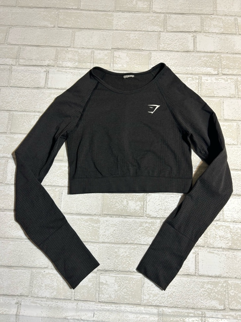 Gymshark Black Long-Sleeve Cropped Training Top